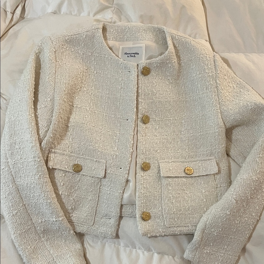 Abercrombie & Fitch Women's White Tweed Blazer